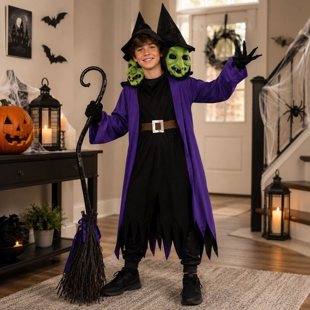 Two Headed Witch Costume Child Size XL 12-14